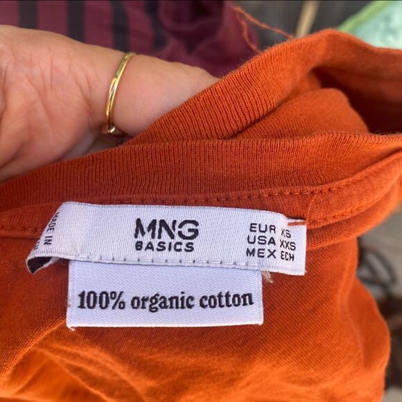 Mango burnt orange organic cotton graphic T-shirt with palm trees size XXS - Picture 7 of 7